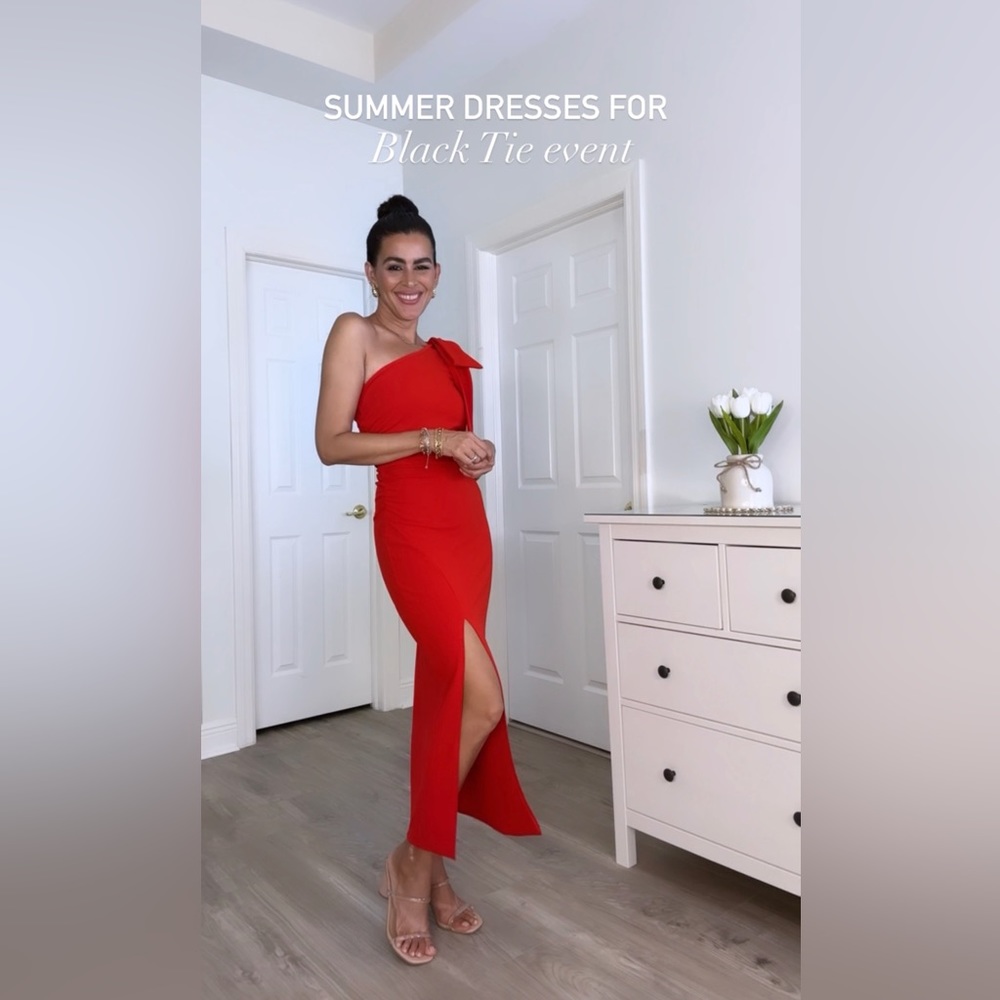 ANRABESS Summer One Shoulder Long Formal Dresses Sleeveless Ruched Bodycon Slit